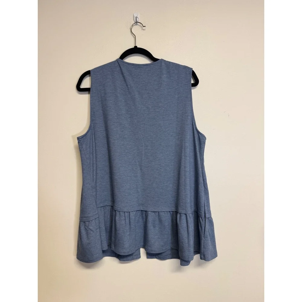 LOGO Lounge Blue Sleeveless Cardigan with Button Women's Size Large‎
